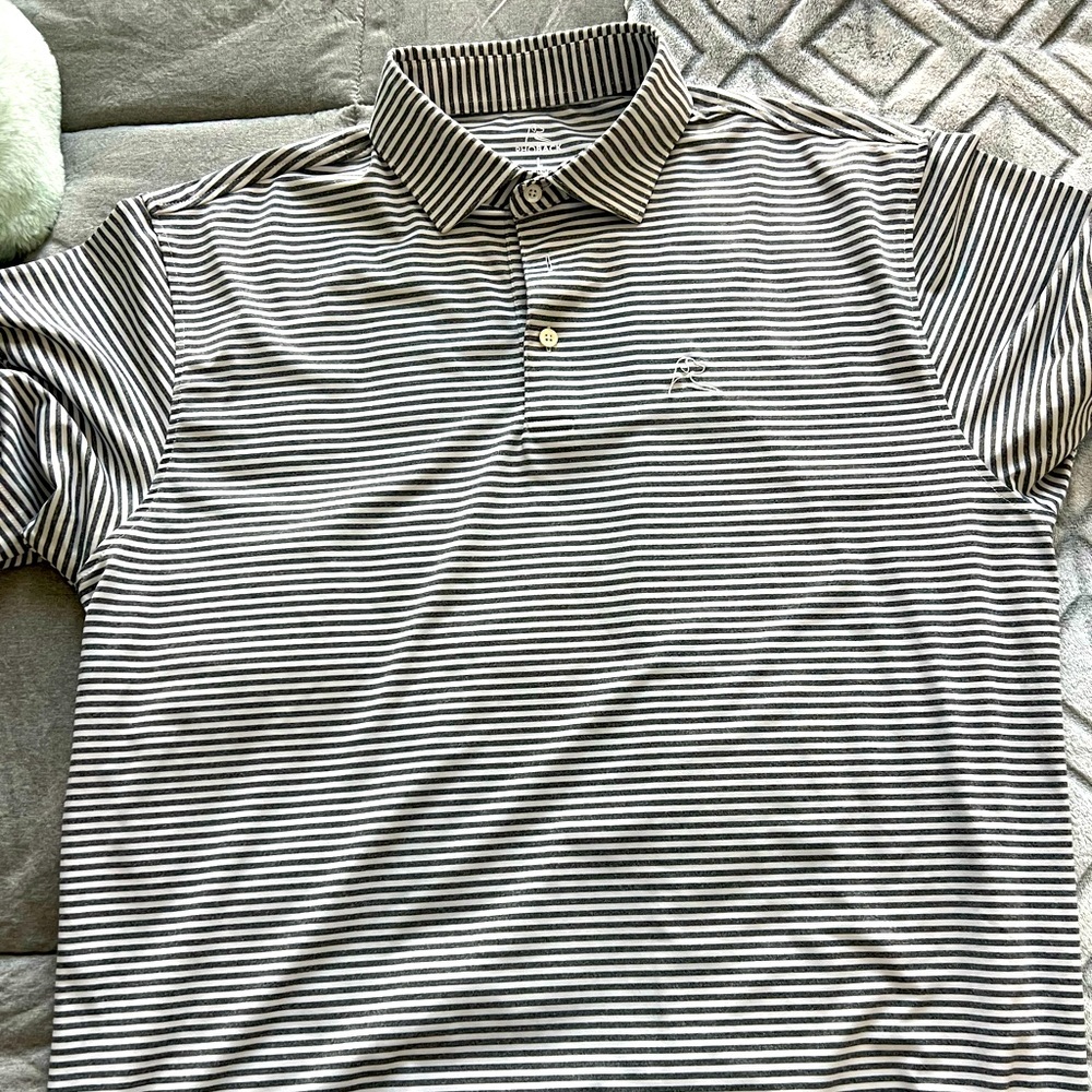 Rhoback Mens Polo. Grey with white. Size Large.